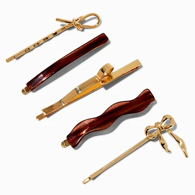Gold-tone & Tortoiseshell Hair Pins - 5 Pack