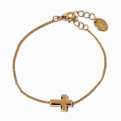 Gold-tone Sideways Cross Chain Bracelet