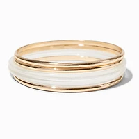 Gold-tone & Clear Resin Bangle Bracelets - 5 Pack