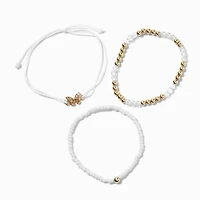 White ''Breathe'' Inspiration Beaded Bracelet Set - 3 Pack