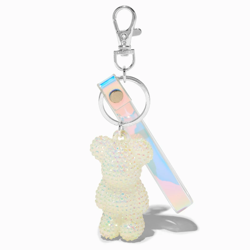 White Bling Bear Keychain