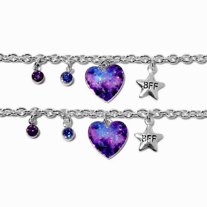 Best Friends Galaxy Heart Chain Bracelets - 2 Pack