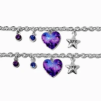 Best Friends Galaxy Heart Chain Bracelets - 2 Pack