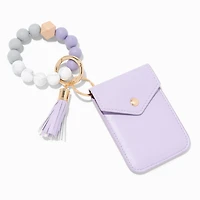 Lavender Beaded Wristlet Card Case
