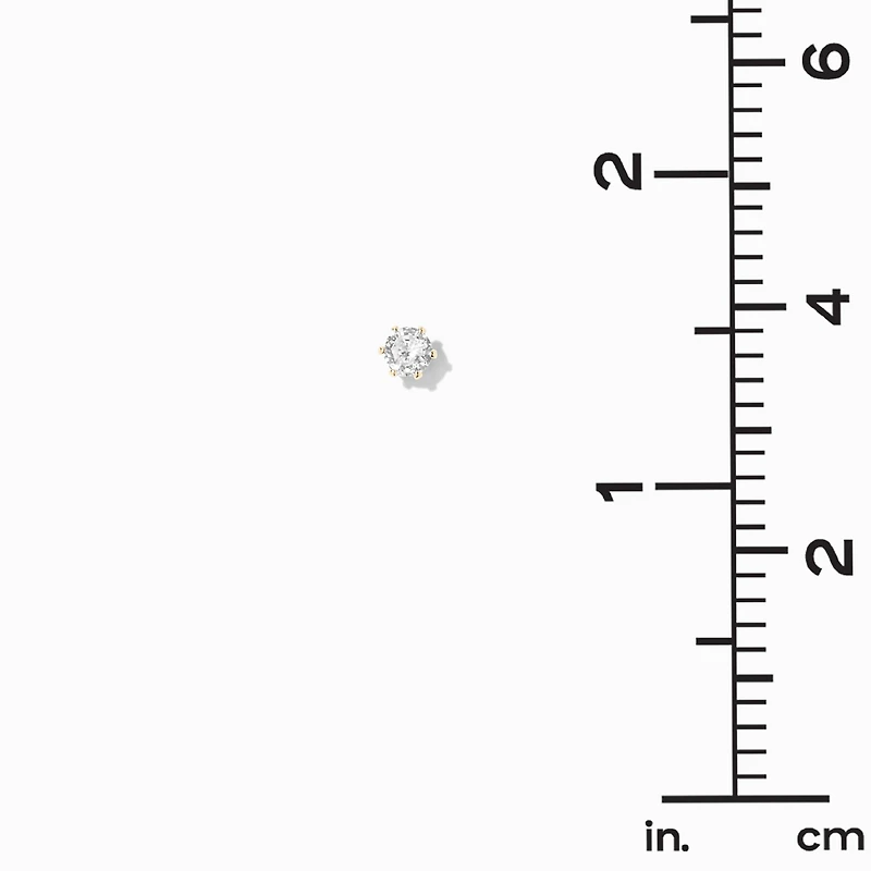 Gold-tone Cubic Zirconia 2mm, 3mm, & 4mm Round Stud Earrings