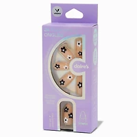 Black & White Daisy Stiletto Vegan Faux Nail Set - 24 Pack