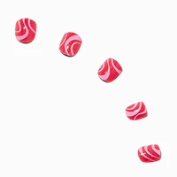 Claire's Club Pink Glitter Squiggle Press On Vegan Faux Nail Set - 10 Pack