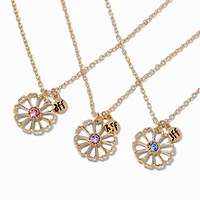 Best Friends Crystal Daisy Pendant Necklaces - 3 Pack 