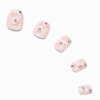 Airbrush Heart Coffin Press On Faux Nail Set - 24 Pack
