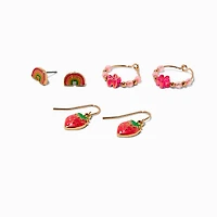 Spring Strawberry Mixed Earrings Set - 3 Pack