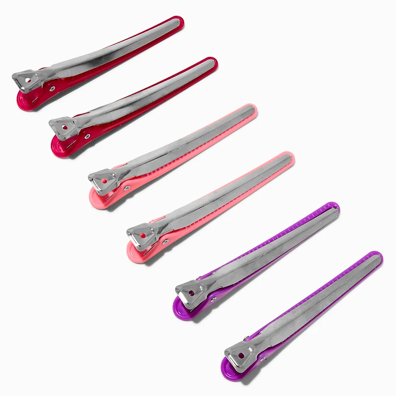 Mixed Purple Beak Styling Hair Clips - 6 Pack