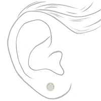 C LUXE by Claire's Sterling Silver Cubic Zirconia 3mm Square Halo Stud Earrings