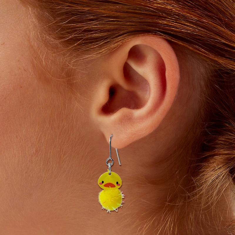 Pom Pom Bear, Cat, & Duck 0.5" Drop Earrings - 3 Pack