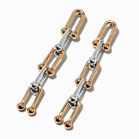 Mixed Metal Large Link Drop Earrings