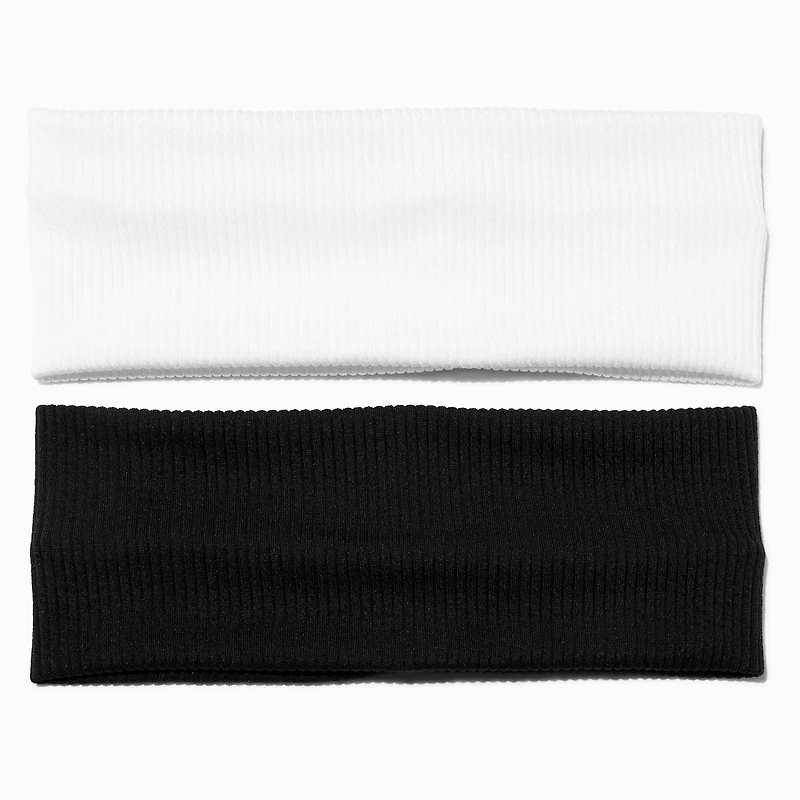 Black & White Ribbed Headwraps - 2 Pack