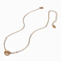 Gold-tone Textured Disc Pendant Necklace