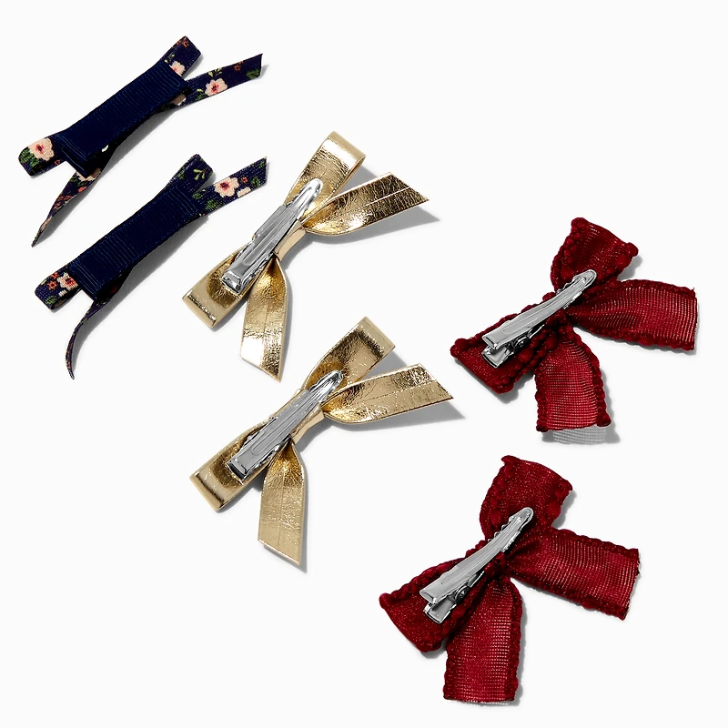 Claire's Club Fall Print Hair Bow Clips - 6 Pack