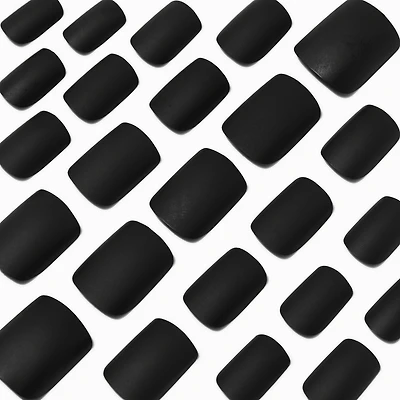 Matte Black Medium Square Vegan Faux Nail Set - 24 Pack
