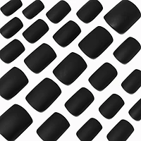 Matte Black Medium Square Vegan Faux Nail Set - 24 Pack
