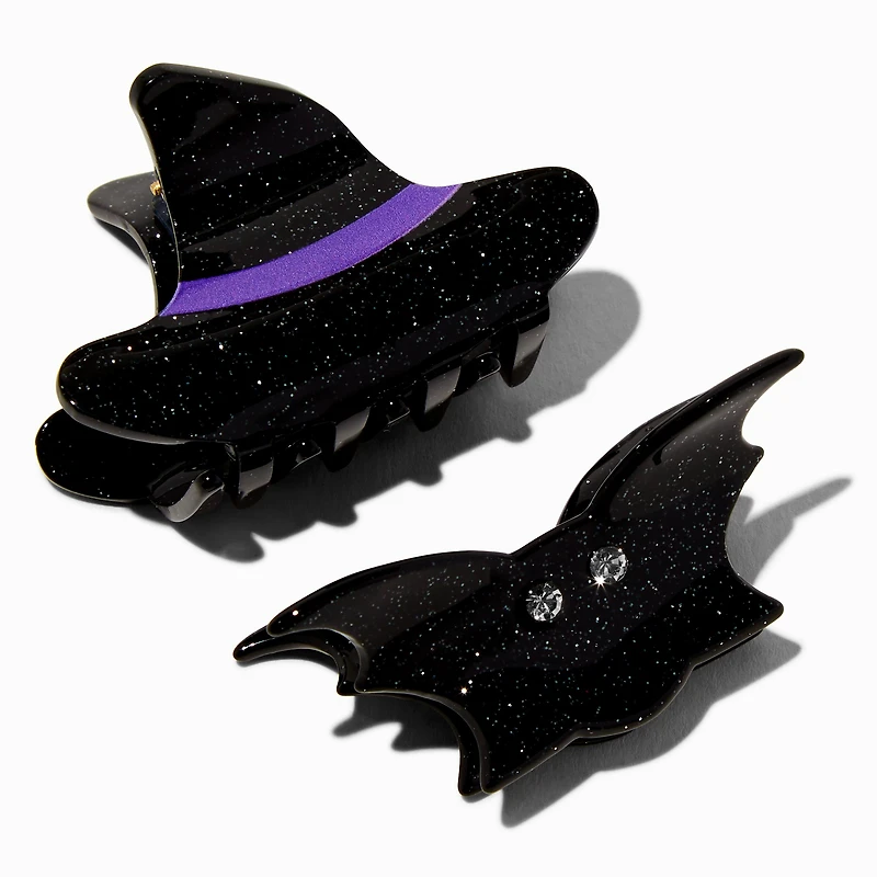Halloween Witch Hat & Bat Hair Claws - 2 Pack