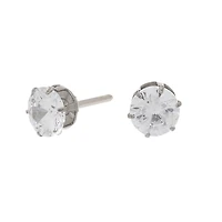 C LUXE by Claire's Silver-tone Titanium Cubic Zirconia 6mm Round Stud Earrings
