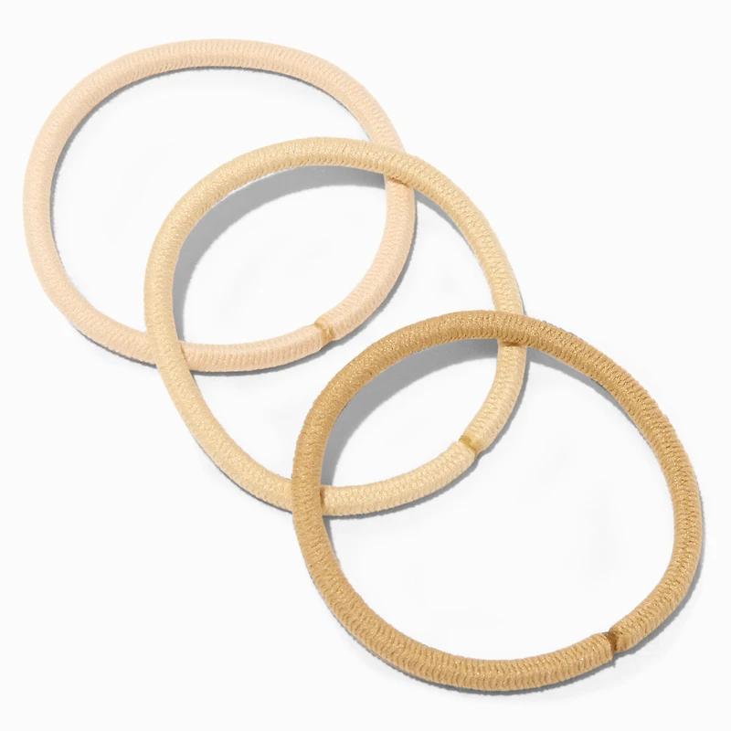Mixed Tan & Cream Lurex Hair Ties - 12 Pack