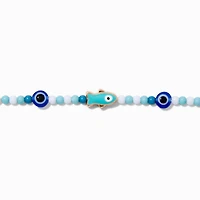 Blue Beaded Fish Choker Necklace