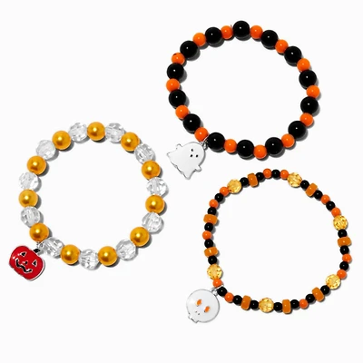Halloween Charm Beaded Stretch Bracelets - 3 Pack