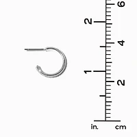 Silver-tone Glitter Hoop Earring Stackables Set - 3 Pack