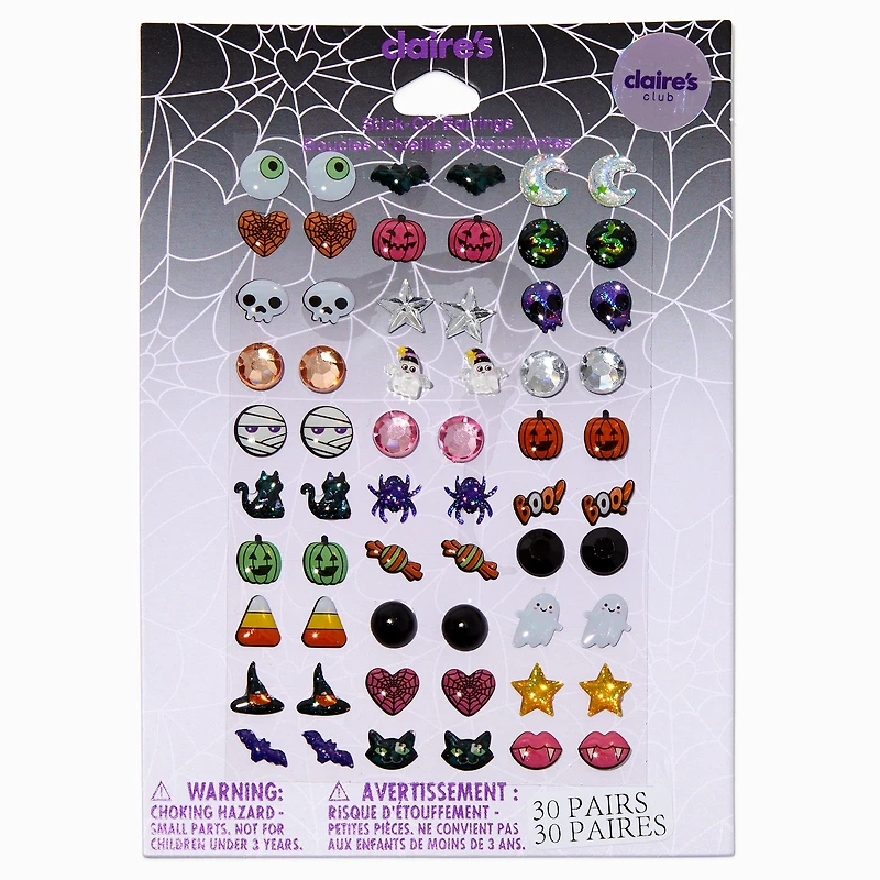 Claire's Club Halloween Icons Stick On Earrings - 30 Pack