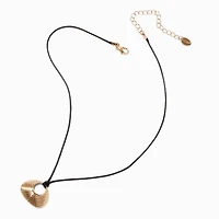 Gold-tone Textured Bean Corded Pendant Necklace