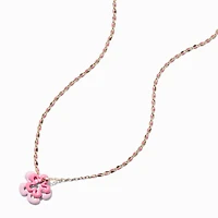 Pink Flower Pendant Necklace