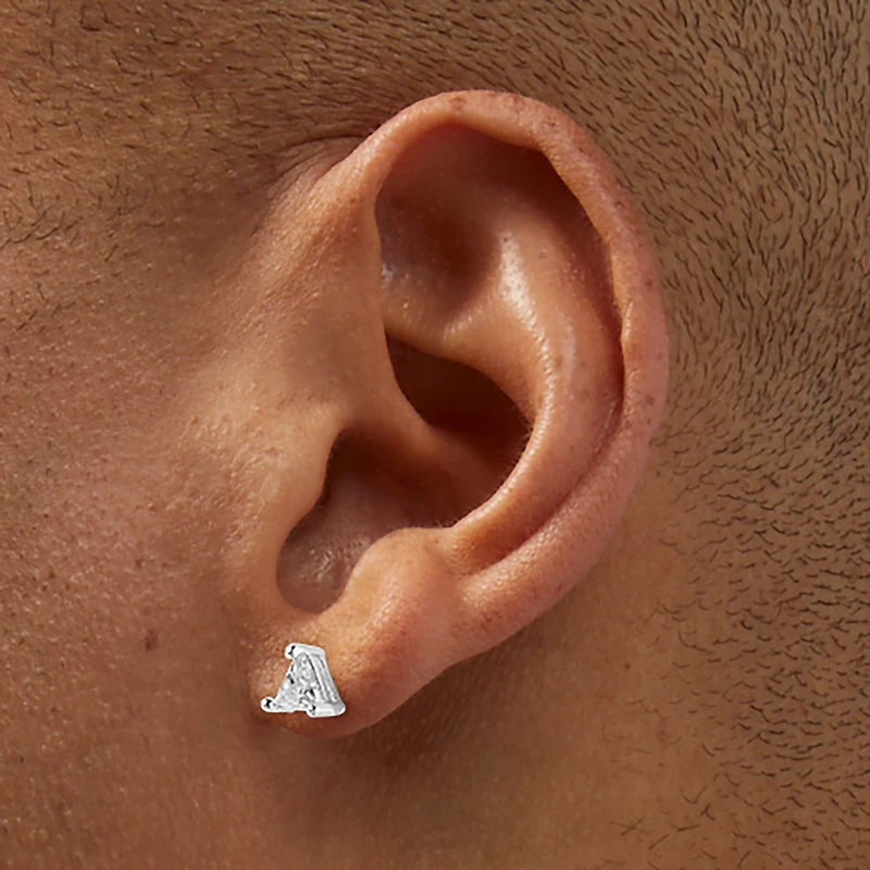 Silver-tone Cubic Zirconia 5mm Trillion Stud Earrings