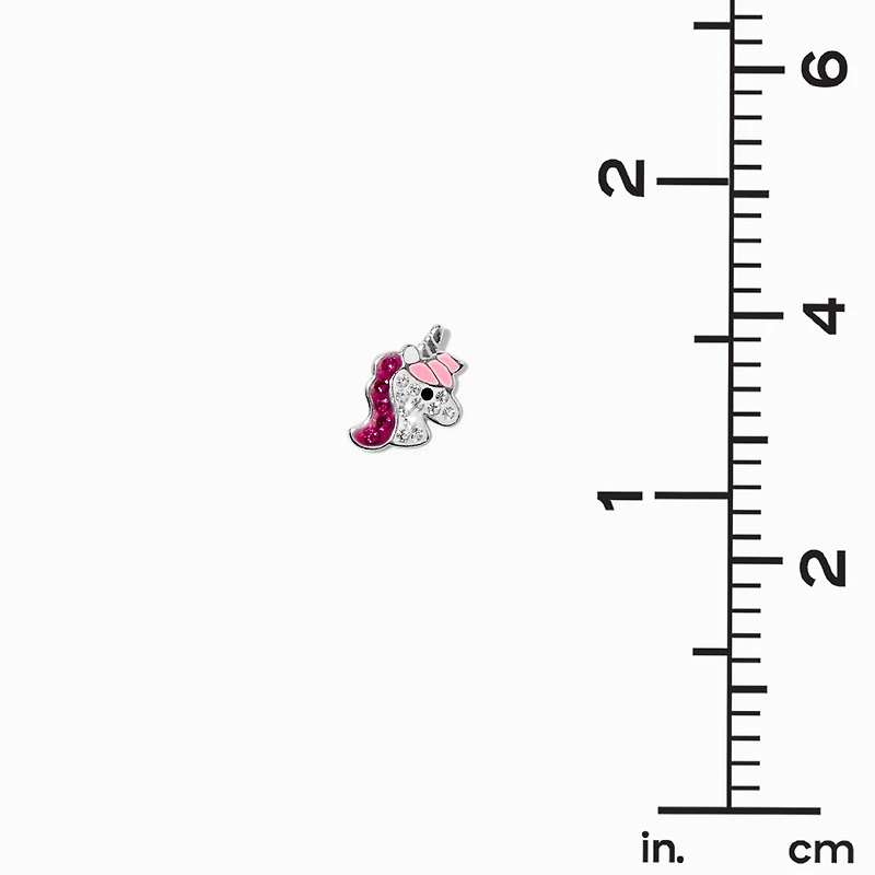 Sterling Silver Crystal Unicorn Stud Earrings