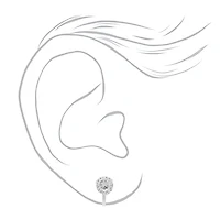 Silver-tone Cubic Zirconia Round 7mm Clip-On Earrings