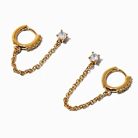 C LUXE by Claire's 18k Gold Plated Cubic Zirconia Pavé Connector Chain Earrings