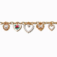Gold-tone Uptown Heart Charm Bracelet