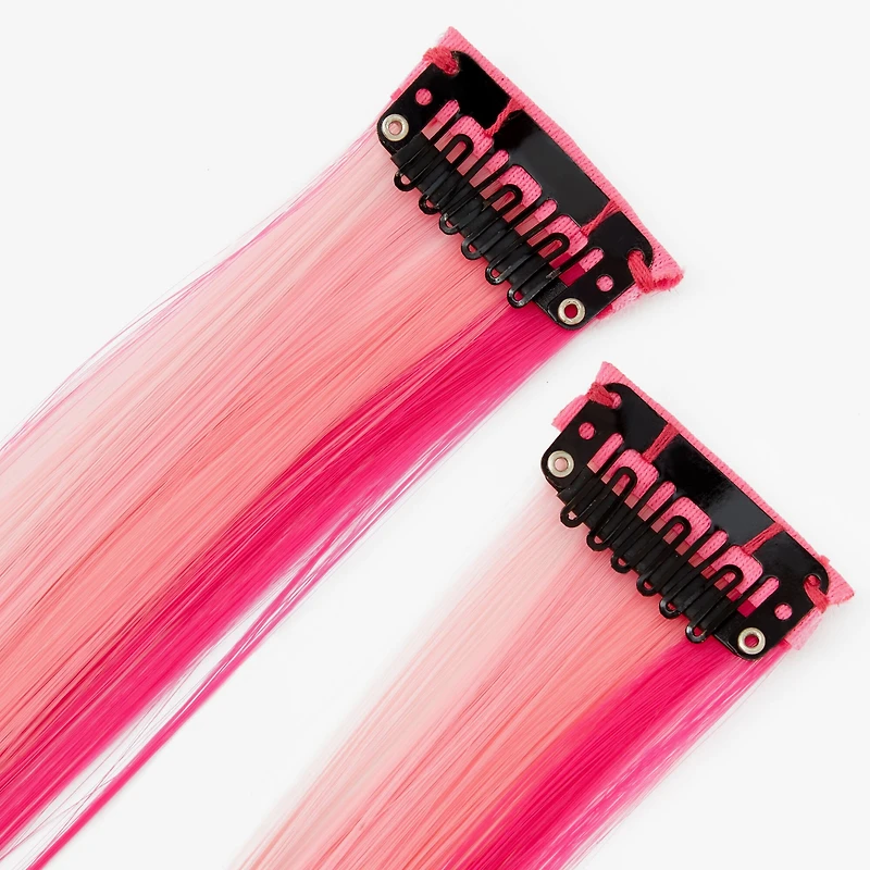Pink Ombré Faux Hair Clip In Extensions - 2 Pack