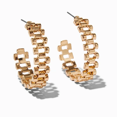 Gold-tone Watch Band 60mm Hoop Earrings