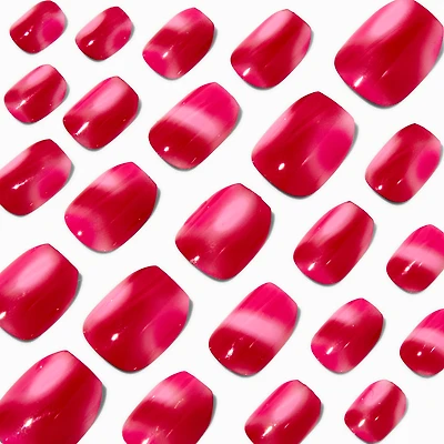 Pink & Red Tie Dye Coffin Press On Vegan Faux Nail Set - 24 Pack