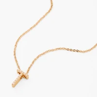 Gold-tone Mini Pearl Initial Pendant Necklace