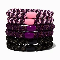 Pink Tonal Lurex Beaded Woven Hair Ties - 6 Pack