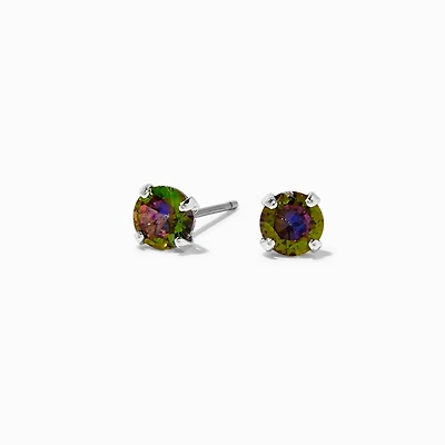 Rainbow AB Iridescent Cubic Zirconia 5mm Stud Earrings 