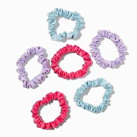 Blue, Lilac, & Hot Pink Skinny Silky Hair Scrunchies - 6 Pack