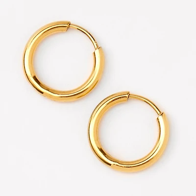 C LUXE by Claire's Gold-tone Titanium 10mm Tube Hoop Earrings