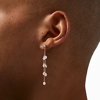 Silver-tone Front & Back Cubic Zirconia Confetti 2.5" Linear Drop Earrings