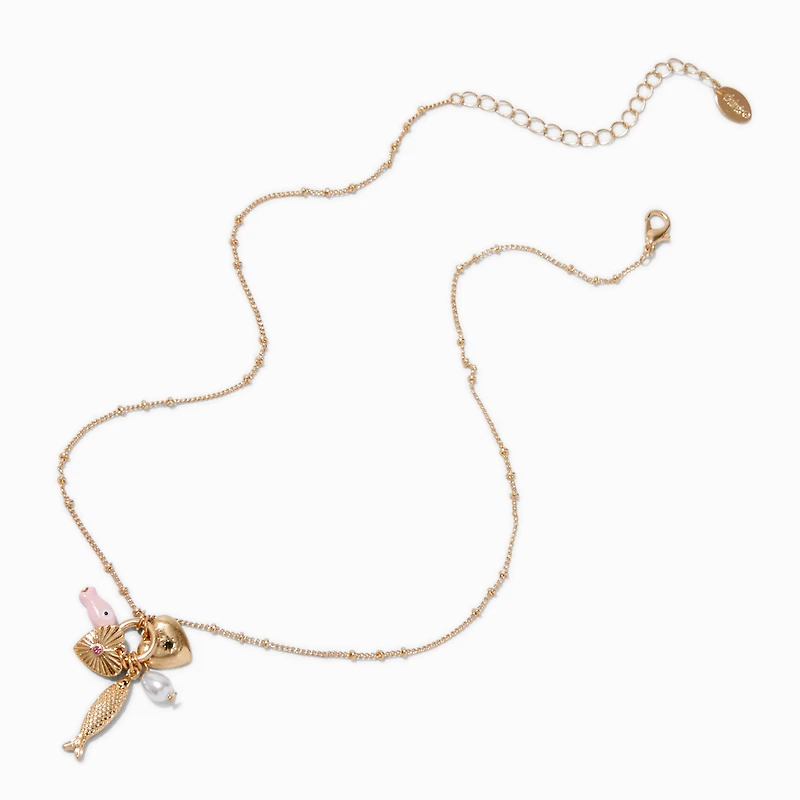 Gold-tone Fish Toggle Charm Pendant Necklace