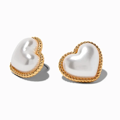 Pearl Heart Stud Earrings