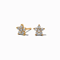 C LUXE by Claire's 18kt Gold Plated Cubic Zirconia Flower Stud Earrings