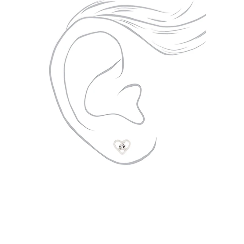 Silver-tone Embellished Spring Mix Stud Earrings - 9 Pack